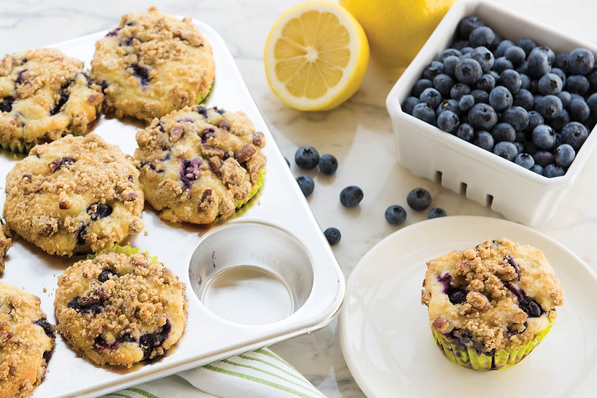 Nordic Ware Lemon Pecan Blueberry Muffins recipe