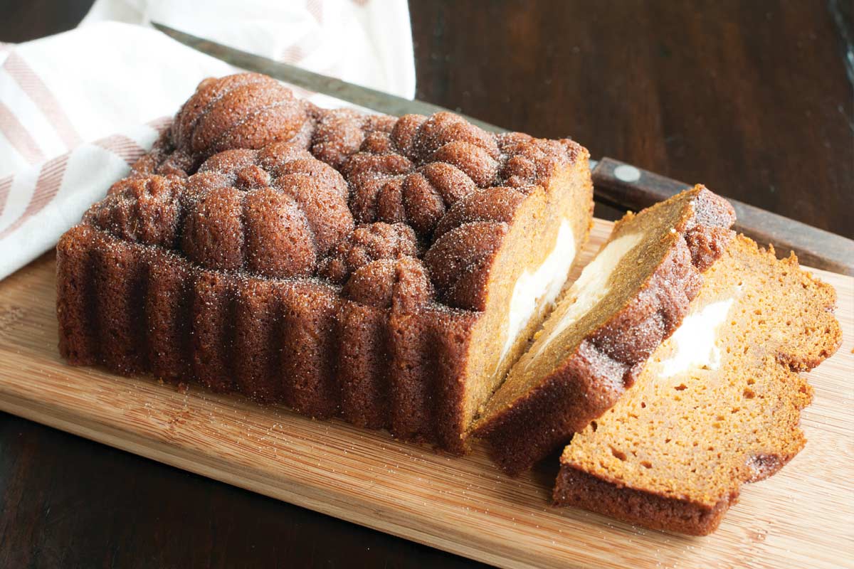 Nordic Ware Pumpkin Loaf with Cream Cheese Swirl recipe